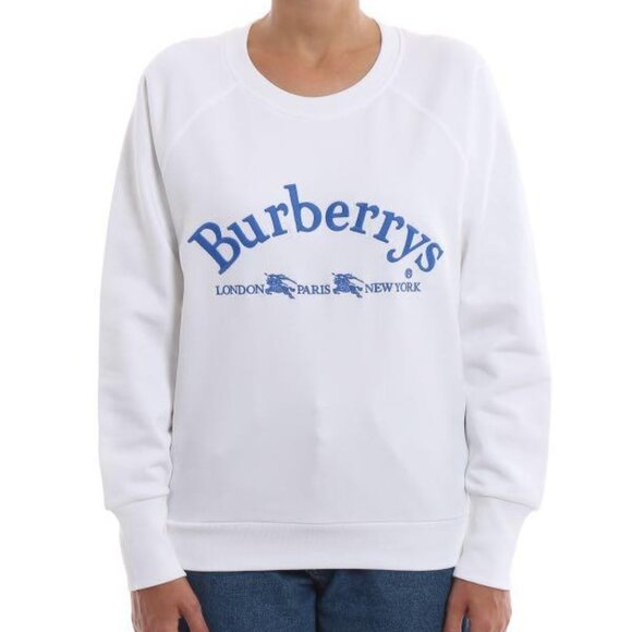 Burberry Battarni Logo White Crewneck Sweater XS - Picture 1 of 8